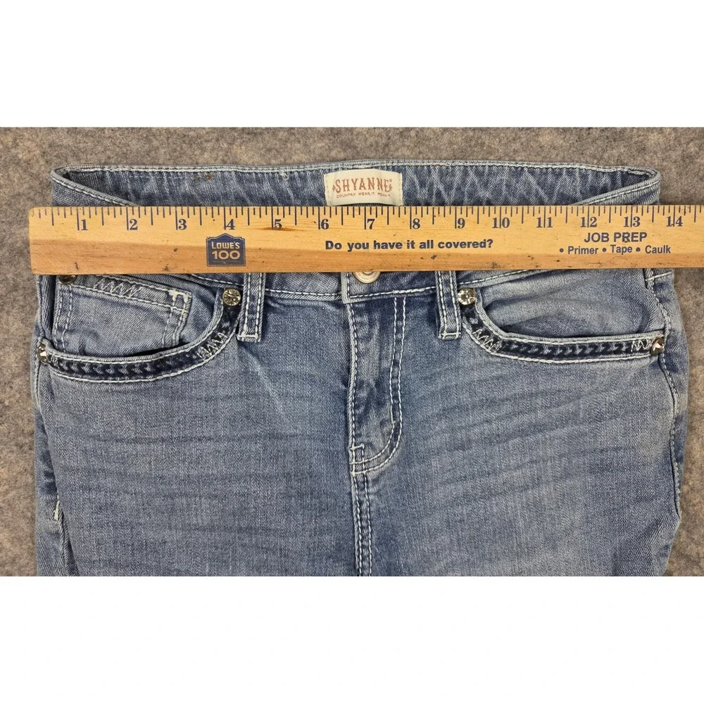 Shyanne Super Bell Bottom Y2K Flare Jeans Womens 28x34 Blue Light Wash Jewels